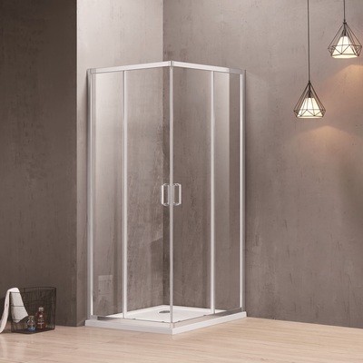 Kvadratna tuš kabina sa srebrnim profilima dimenzije 90x90x200 cm Huller London
